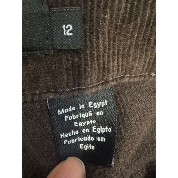 Calvin Klein Flare Corduroy Pants Women Size 12 Brown 99% Cotton Stretch RN 3600 - Picture 4 of 8